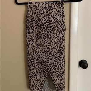 PLT Petite Brown Leopard Print Wrap Pencil Skirt